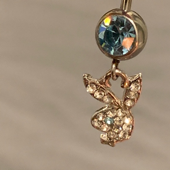 Belly Button Ring - blue playboy rhinestones - Picture 7 of 8